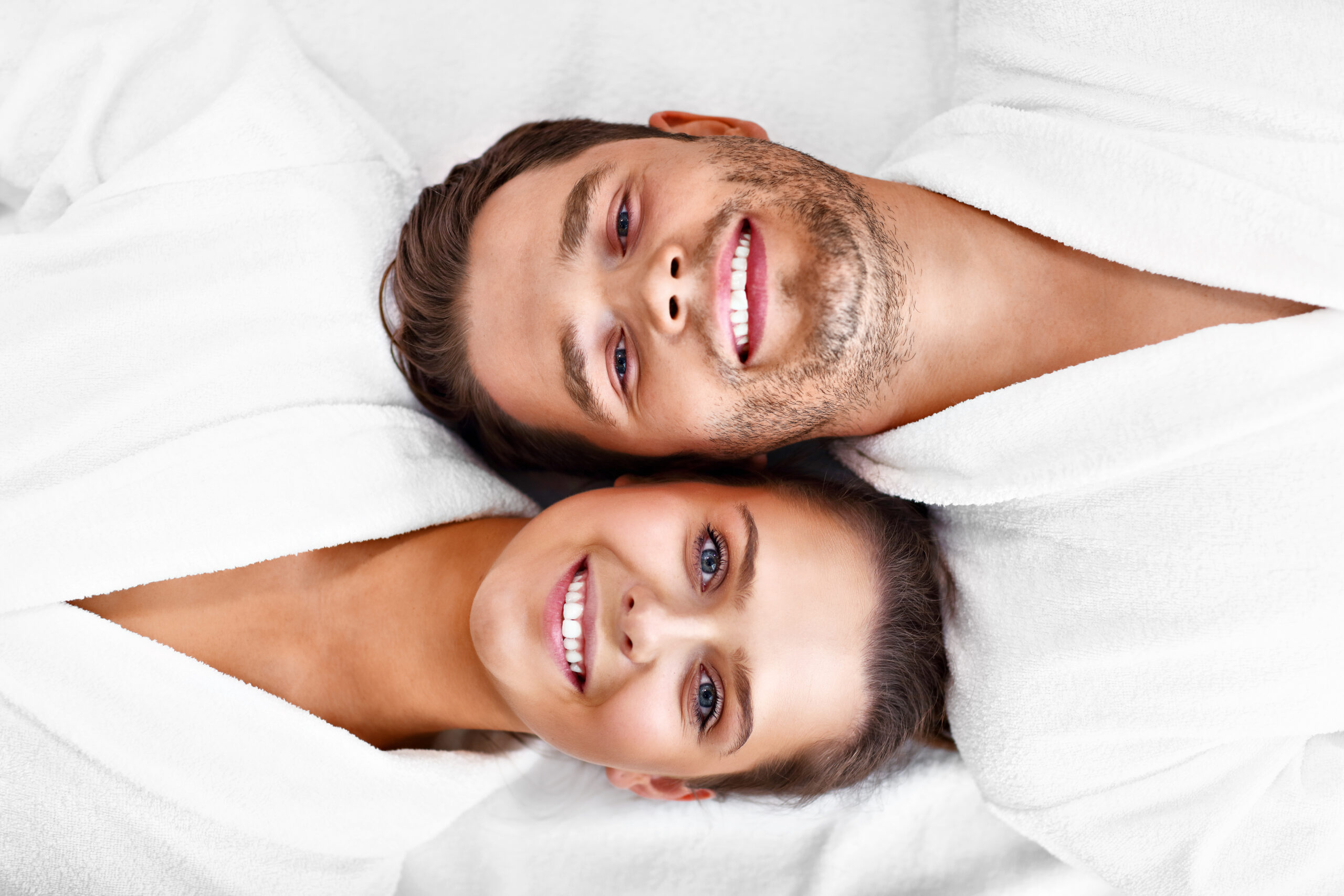 Adult happy couple relaxing in spa salon Picture of adult happy couple relaxing in spa salon